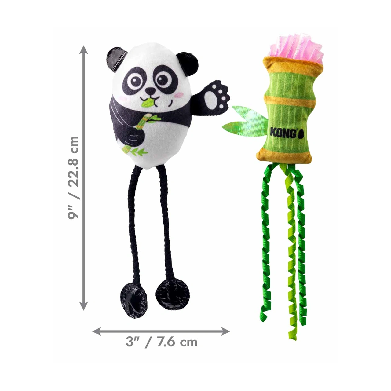 KONG Cat Scrattles Panda og bambus 2 stk ca. 23 cm med catnip